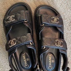 Chanel dad sandals black, size 37, new with box